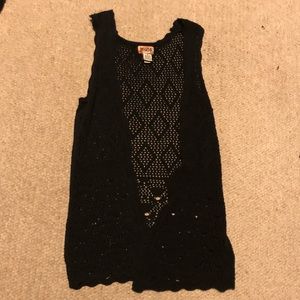 Lightweight black crochet vest Mudd medium